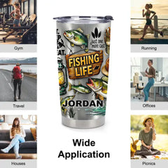 Eat Sleep Fish Repeat Customized Thermos Cup - Personalized Name - Gift For Fishing Enthusiasts