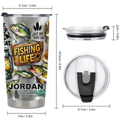 Eat Sleep Fish Repeat Customized Thermos Cup - Personalized Name - Gift For Fishing Enthusiasts