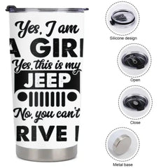 Jeep Girl Customized Thermos Cup - Personalized Character Images And Names - Gift For Jeep Girl, Sister, Friends