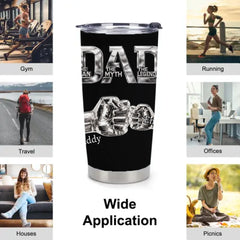 Dad The Man The Myth The Legend Customized Thermos Cup - Personalized Dad's Name And Kid's Name - Funny Father's Day Gift For Dad