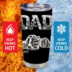 Dad The Man The Myth The Legend Customized Thermos Cup - Personalized Dad's Name And Kid's Name - Funny Father's Day Gift For Dad