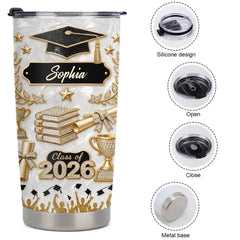 Shining Graduation Customized Thermos Cup - Personalized Name - Gift For Graduates