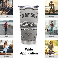 To My Son I Believe In You Customized Thermos Cup - Personalized Dad & Son Name - Gift For Sons