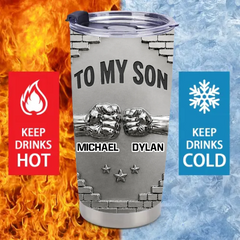To My Son I Believe In You Customized Thermos Cup - Personalized Dad & Son Name - Gift For Sons