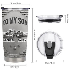 To My Son I Believe In You Customized Thermos Cup - Personalized Dad & Son Name - Gift For Sons