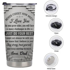 To My Son I Believe In You Customized Thermos Cup - Personalized Dad & Son Name - Gift For Sons