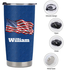 Customised American Police Badge Themed Thermos Cup - Personalized Personalised Badge,Department,Time And Text - A Gift For Police,Family,Friend