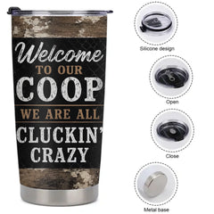 Welcome To Our Coop Customised Thermos Cup – Personalized Name - Gift For Dad, Husband, Grandpa