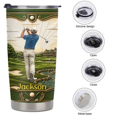 Best Dad Golf-themed Customized Thermos Cup - Personalized Name - Father's Day Gift For Dad, Husband, Grandpa