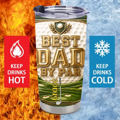 Best Dad Golf-themed Customized Thermos Cup - Personalized Name - Father's Day Gift For Dad, Husband, Grandpa