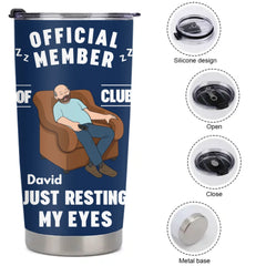 I'm Just Resting My Eyes Customized Thermos Cup - Personalized Name - Father's Day Gift For Dad, Husband, Grandpa