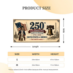 Customized America 250th Anniversary Banner - Personalized Family Name - Patriot's Memorabilia