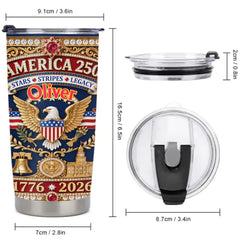Customized USA 250th Anniversary Eagle Thermos Cup - Personalized Name - Patriotic Gift For Him