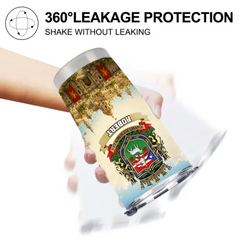 Puerto Rican Family Crest Customized Thermos Cup - Personalized Name - Gift For Dad, Husband, Grandpa