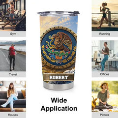 Customized Mexican Eagle Thermos Cup - Personalized Name - Father's Day Gift For Dad, Husband, Grandpa