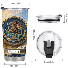 Customized Mexican Eagle Thermos Cup - Personalized Name - Father's Day Gift For Dad, Husband, Grandpa