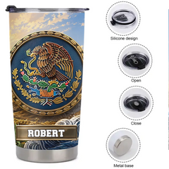 Customized Mexican Eagle Thermos Cup - Personalized Name - Father's Day Gift For Dad, Husband, Grandpa