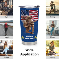 Proud Veteran Customized Thermos Cup - Personalized Department, Grade, Time, Name - Memento Gift