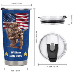 Proud Veteran Customized Thermos Cup - Personalized Department, Grade, Time, Name - Memento Gift