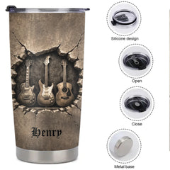 Customized Guitar Thermos Cup - Personalized Name - Gift For Music Lovers, Guitar Players