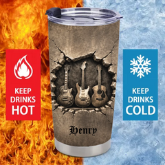 Customized Guitar Thermos Cup - Personalized Name - Gift For Music Lovers, Guitar Players