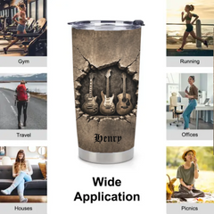 Customized Guitar Thermos Cup - Personalized Name - Gift For Music Lovers, Guitar Players