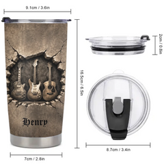 Customized Guitar Thermos Cup - Personalized Name - Gift For Music Lovers, Guitar Players