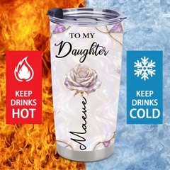 Personalized To My Daughter Thermos Cup - Custom Name Flower Butterfly Cup - Gift For Daughter