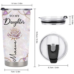 Personalized To My Daughter Thermos Cup - Custom Name Flower Butterfly Cup - Gift For Daughter