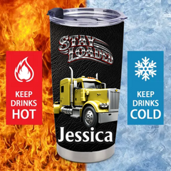Personalized Trucker Thermos Cup - Custom Name Stay Loaded Semi Truck Insulated Cup - Gift For Truck Drivers