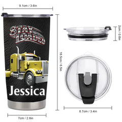 Personalized Trucker Thermos Cup - Custom Name Stay Loaded Semi Truck Insulated Cup - Gift For Truck Drivers