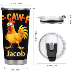 Funny Rooster Thermos Cup - F-CAW-F Chicken Insulated Cup - Humorous Gift For Chicken Lovers