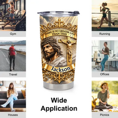 Personalized Jesus Christian Thermos Cup - Custom Name Crucifix Faith Insulated Cup - Meaningful Gift For Christians