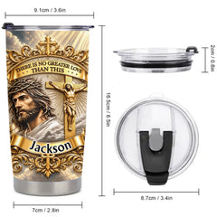 Personalized Jesus Christian Thermos Cup - Custom Name Crucifix Faith Insulated Cup - Meaningful Gift For Christians