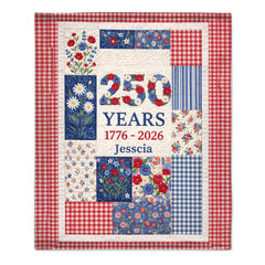 Rustic Celebration Quilted Printed Blanket - Personalized Name - Gift For Rustic Celebration, Her
