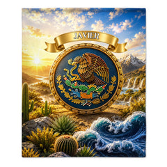 Customized Mexican Eagle Emblem Blanket - Personalized Name - Gift For Family, Friends, Husband & Wife