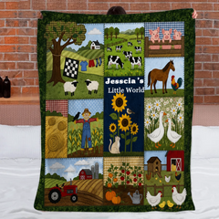 Customized Farm Animal Landscape Rustic Countryside Blanket - Personalized Name - Gift For Mom, Grandma, Sister & Friends
