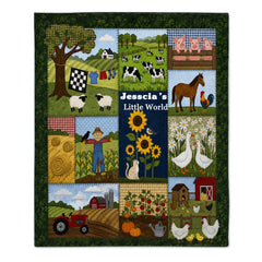 Customized Farm Animal Landscape Rustic Countryside Blanket - Personalized Name - Gift For Mom, Grandma, Sister & Friends