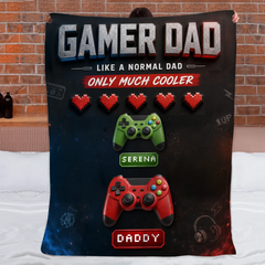 Gamer Dad Much Cooler Customized Blanket - Personalized Name - Father's Day Gift For Gamer Dad, Husband