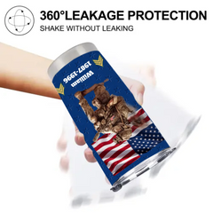 Proud Veteran Customized Thermos Cup - Personalized Department, Grade, Time, Name - Memento Gift